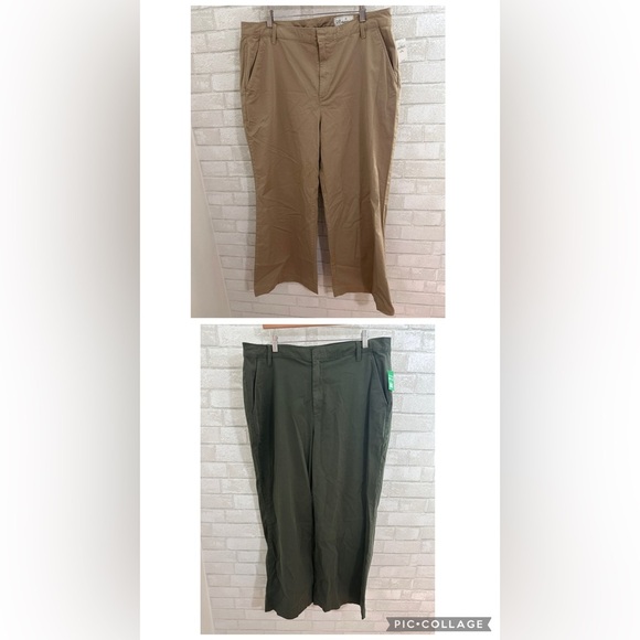 New 2 Women’s Gap Green and Tan Pants Bundle Size 18 petite #1874 - Picture 1 of 8